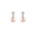 Silver CZ Pearl Stud Earrings