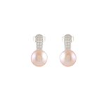Silver CZ Pearl Stud Earrings