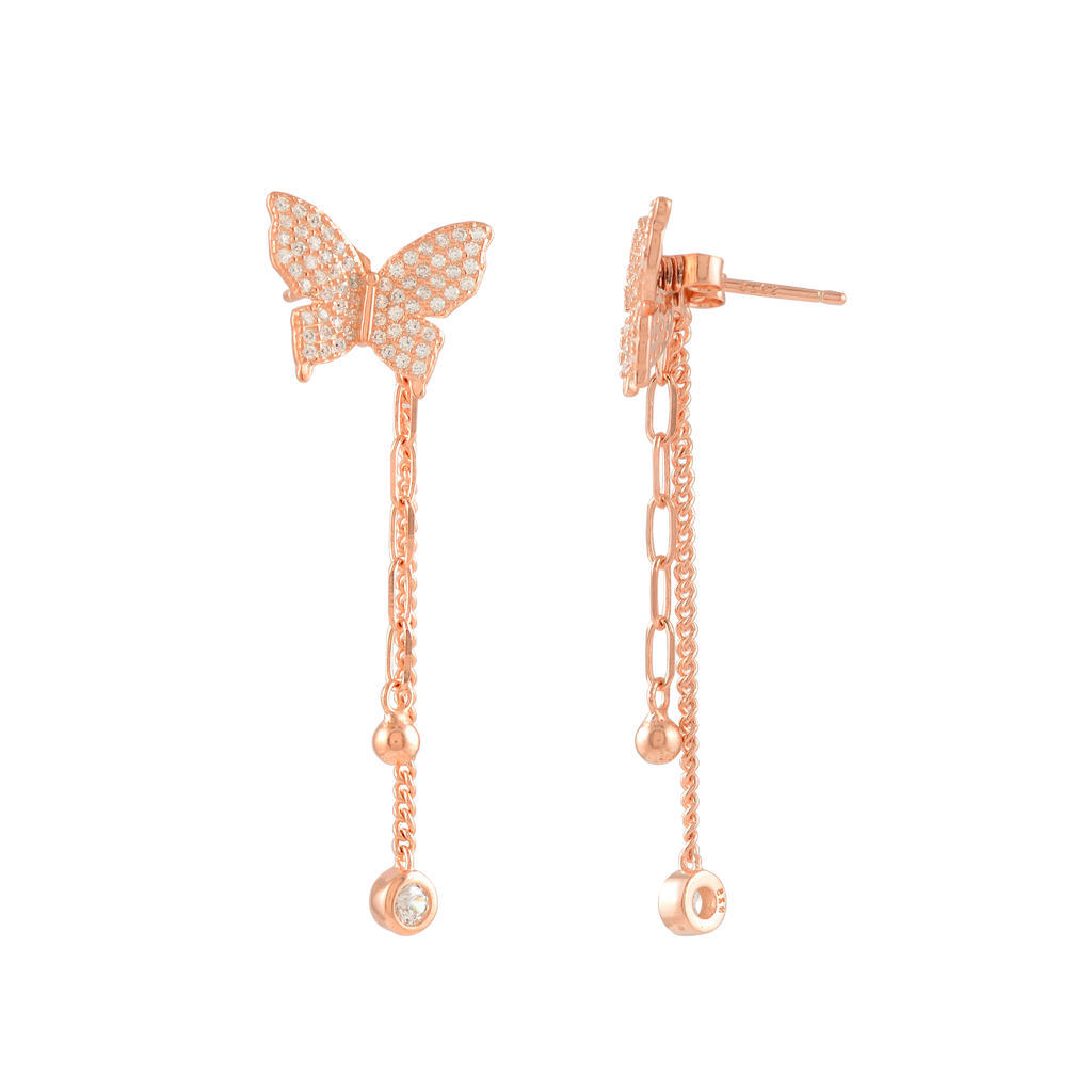 Butterfly Silver Drop Earrings