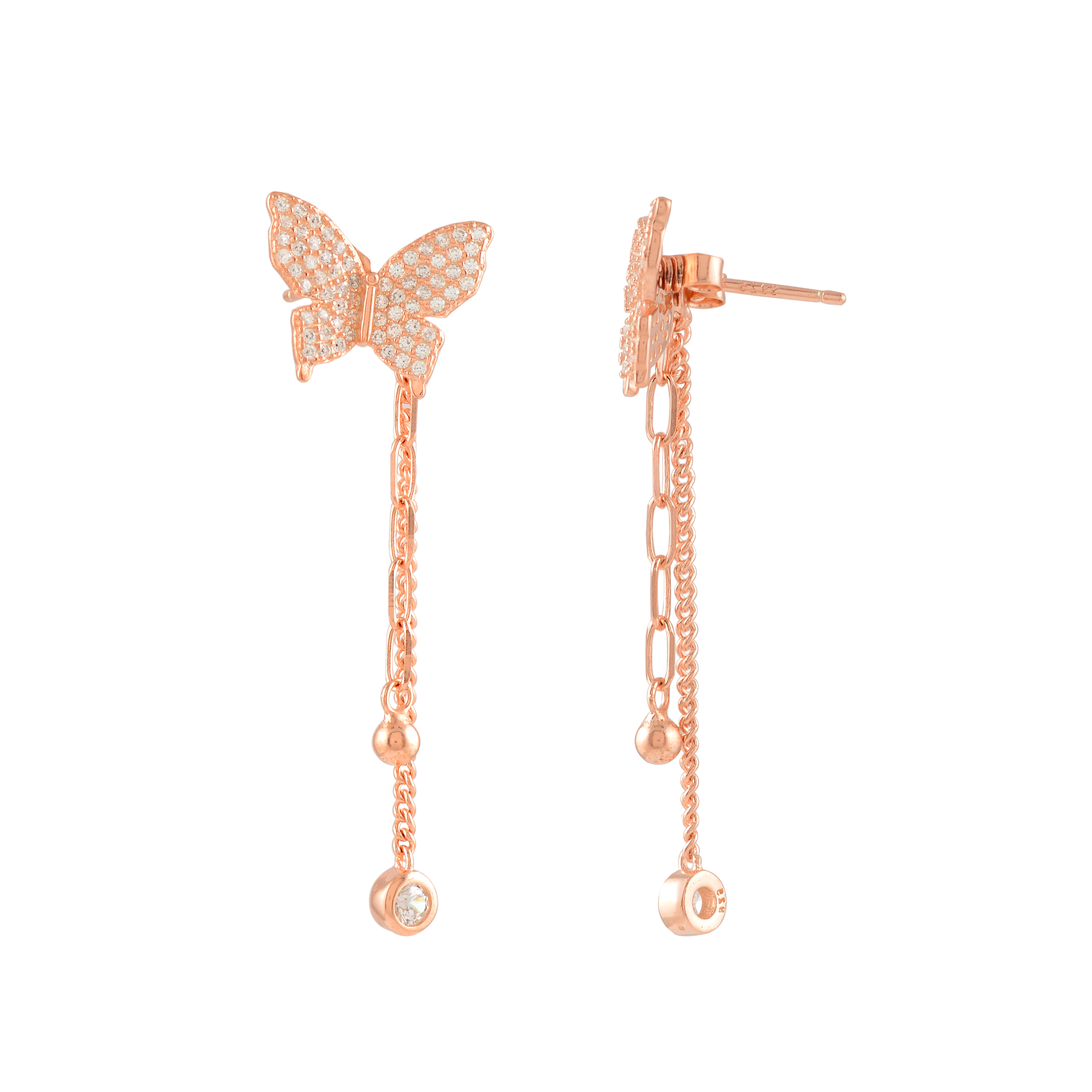 Butterfly Silver Drop Earrings
