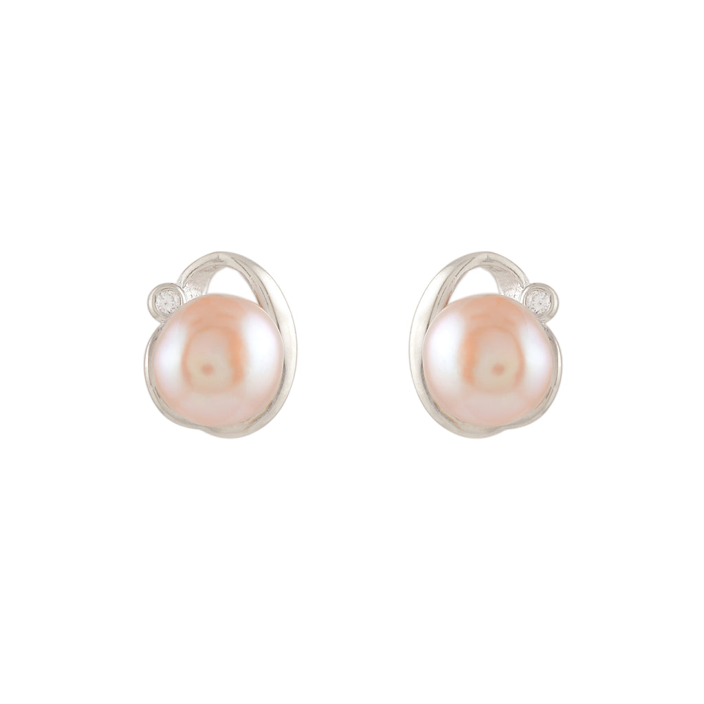 Silver Pearl Stud Earrings