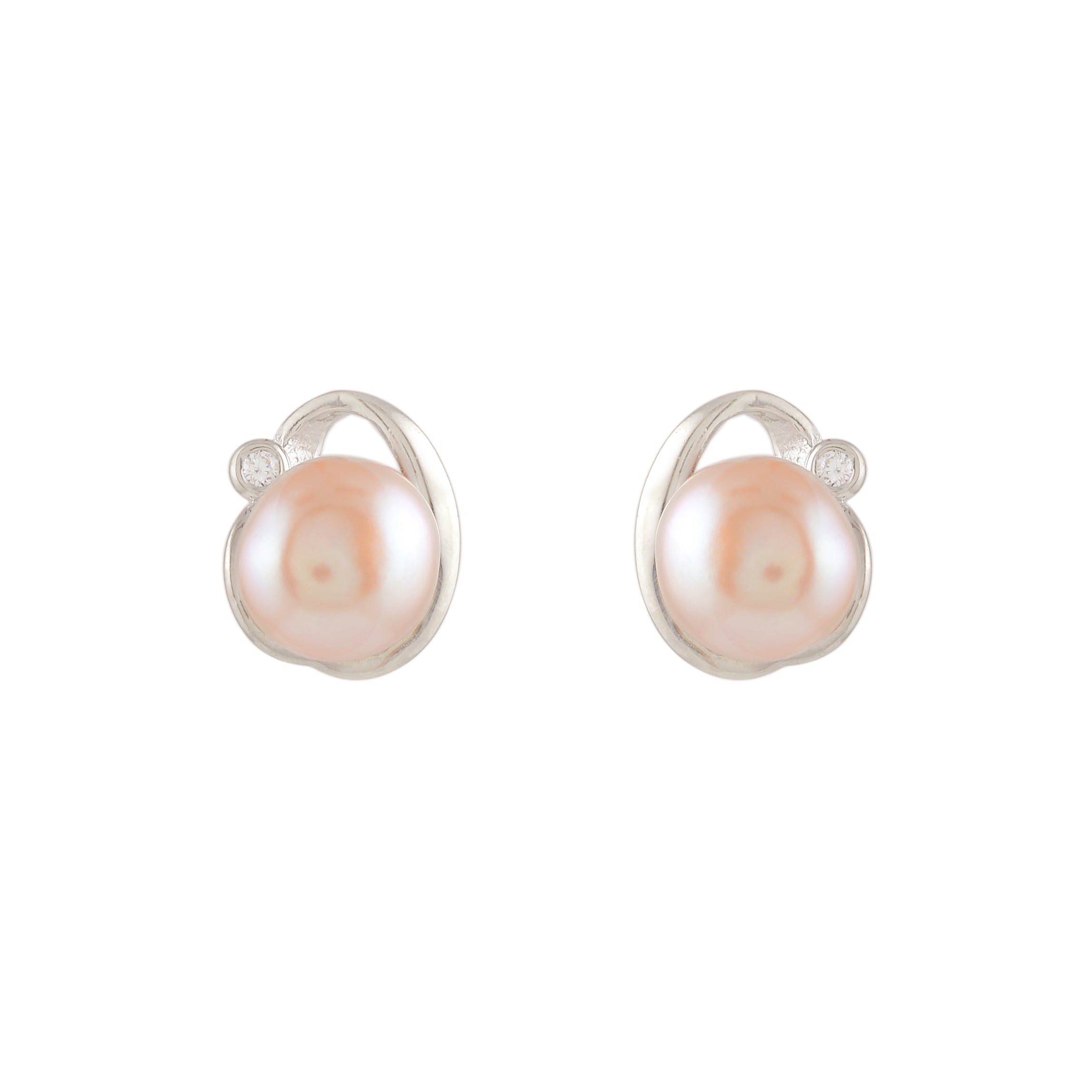 Silver Pearl Stud Earrings