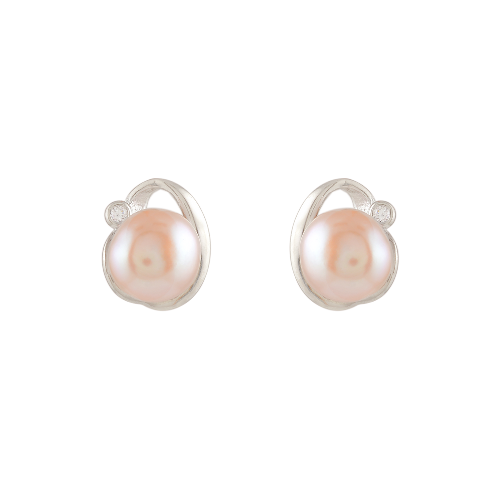 Silver Pearl Stud Earrings