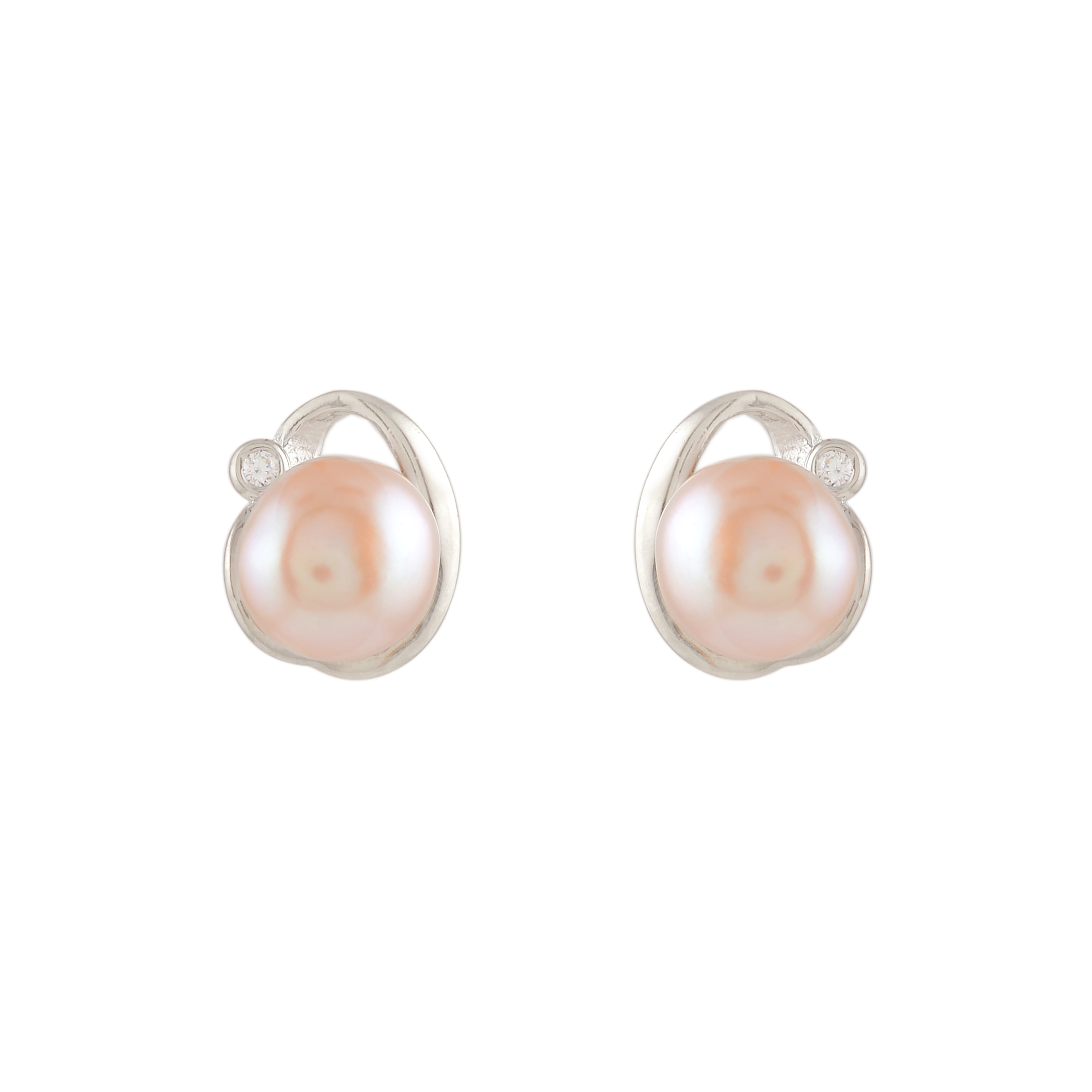Silver Pearl Stud Earrings