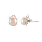 Silver Pearl Stud Earrings