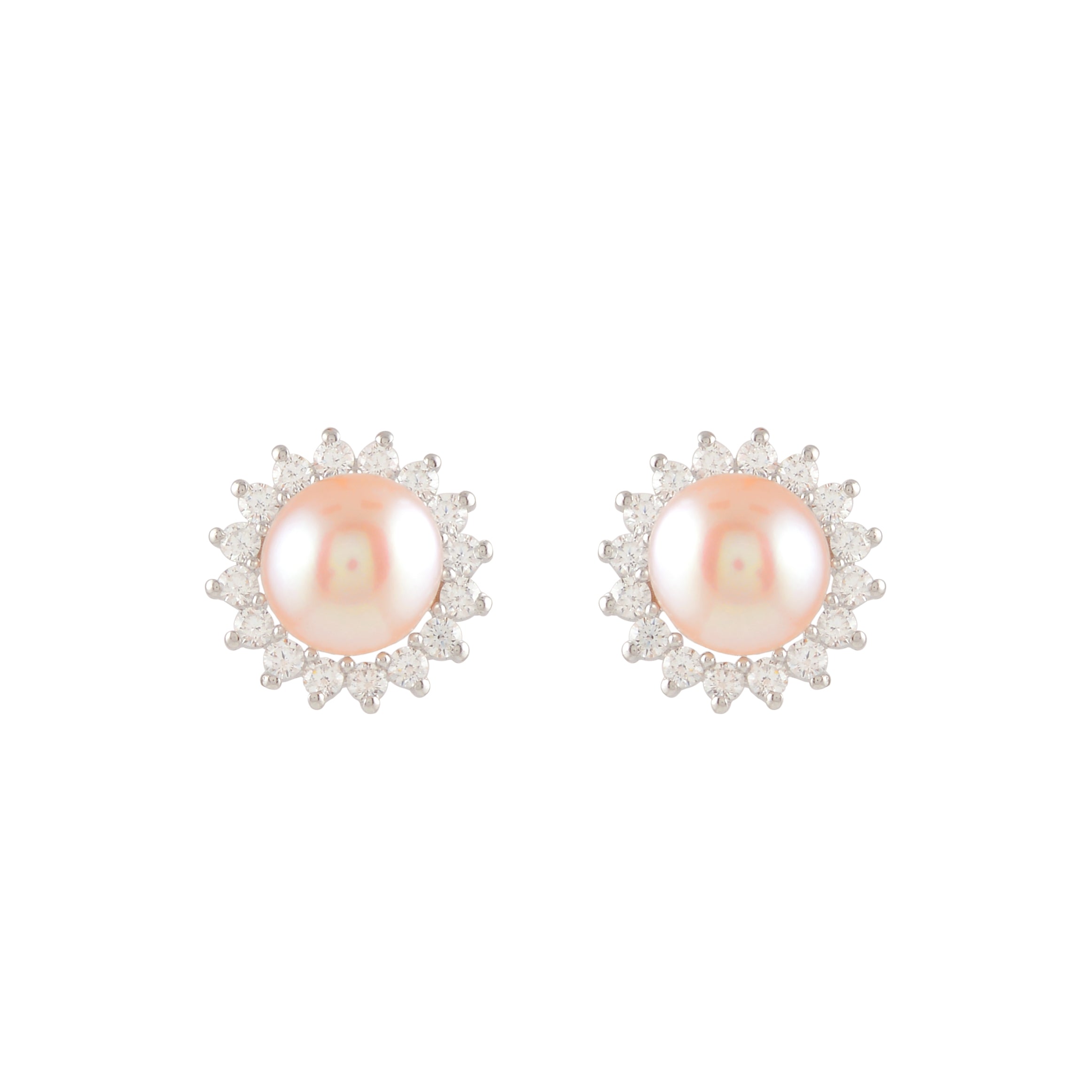 Celestial Bloom Pearl Stud Earrings (Sterling Silver Freshwater Pearls)