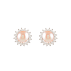 Celestial Bloom Pearl Stud Earrings (Sterling Silver Freshwater Pearls)