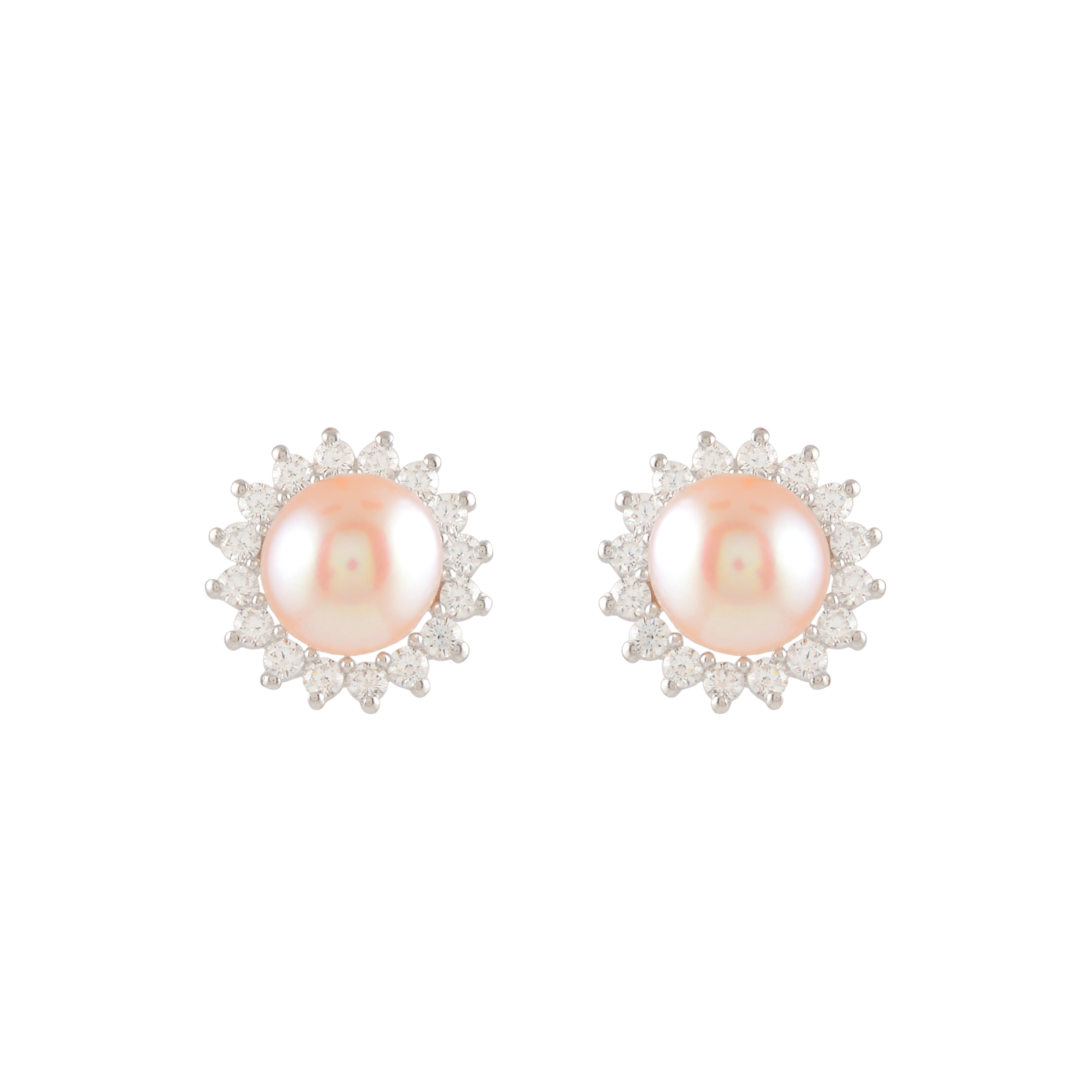 Celestial Bloom Pearl Stud Earrings (Sterling Silver Freshwater Pearls)