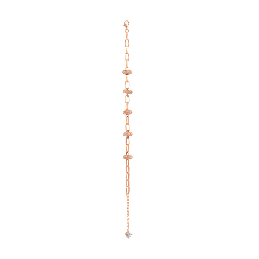 Silver Link Bracelet with Pave CZ Charms