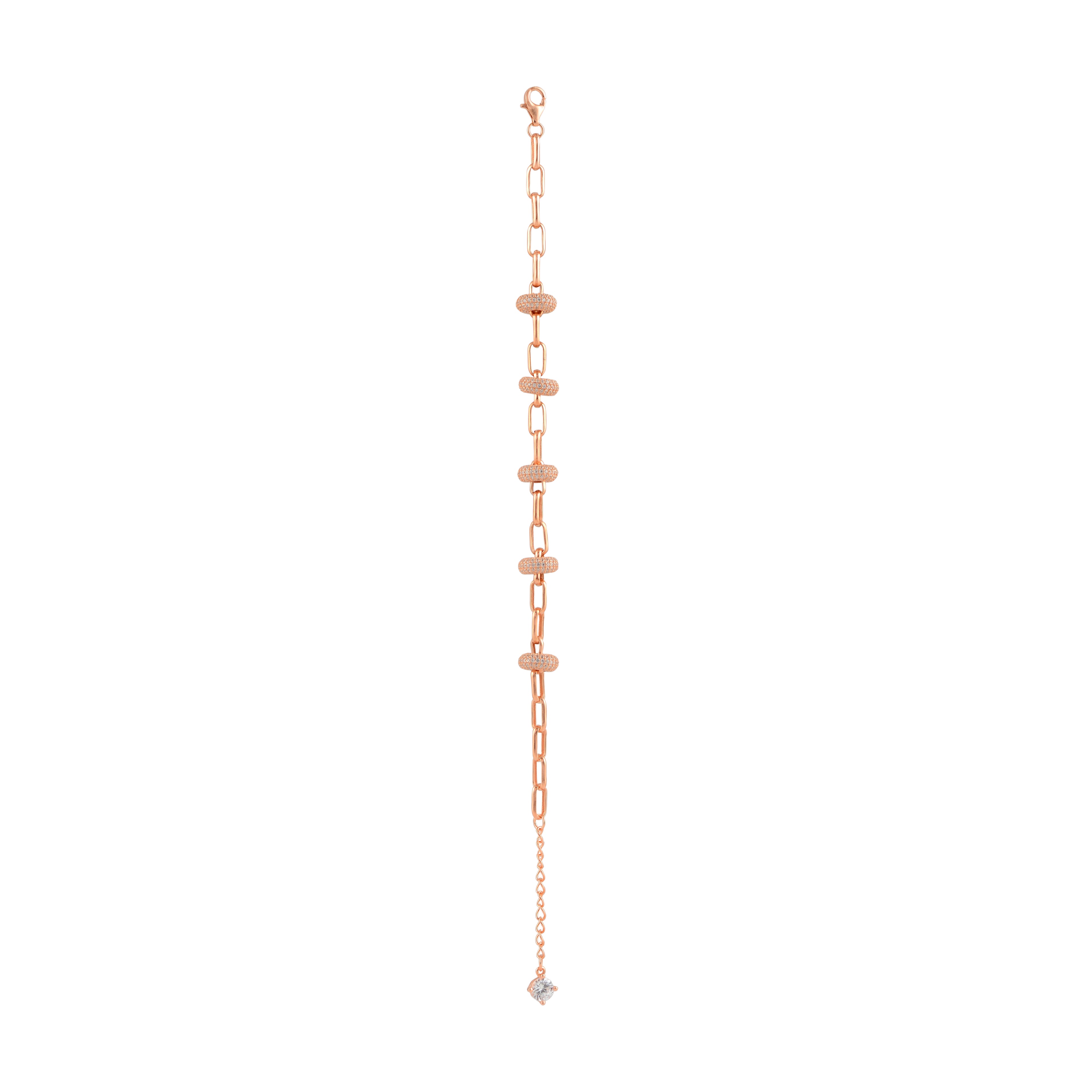 Silver Link Bracelet with Pave CZ Charms