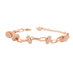 Silver Link Bracelet with Pave CZ Charms