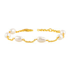 Organic Freshwater Pearl Link Silver Bracelet