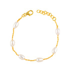 Organic Freshwater Pearl Link Silver Bracelet