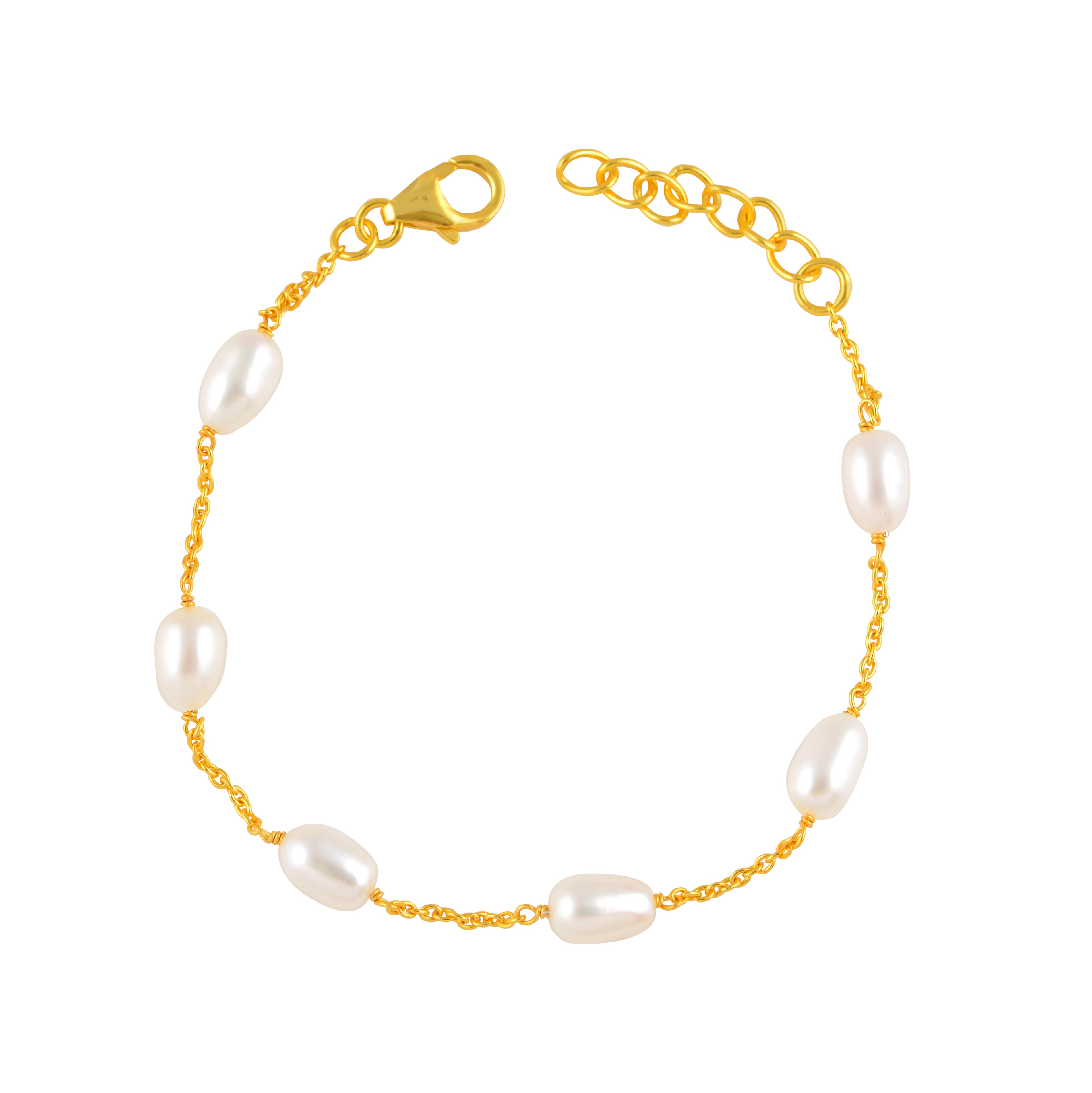 Organic Freshwater Pearl Link Silver Bracelet