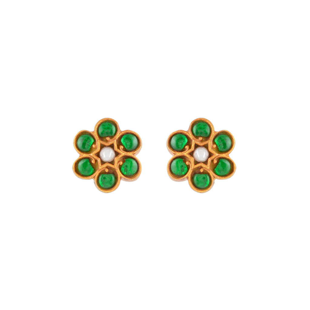 Silver Gold-Tone Flower Studs