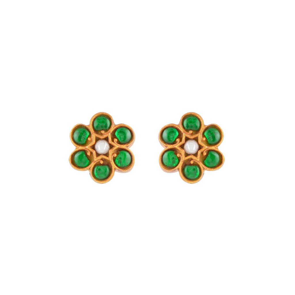 Silver Gold-Tone Flower Studs