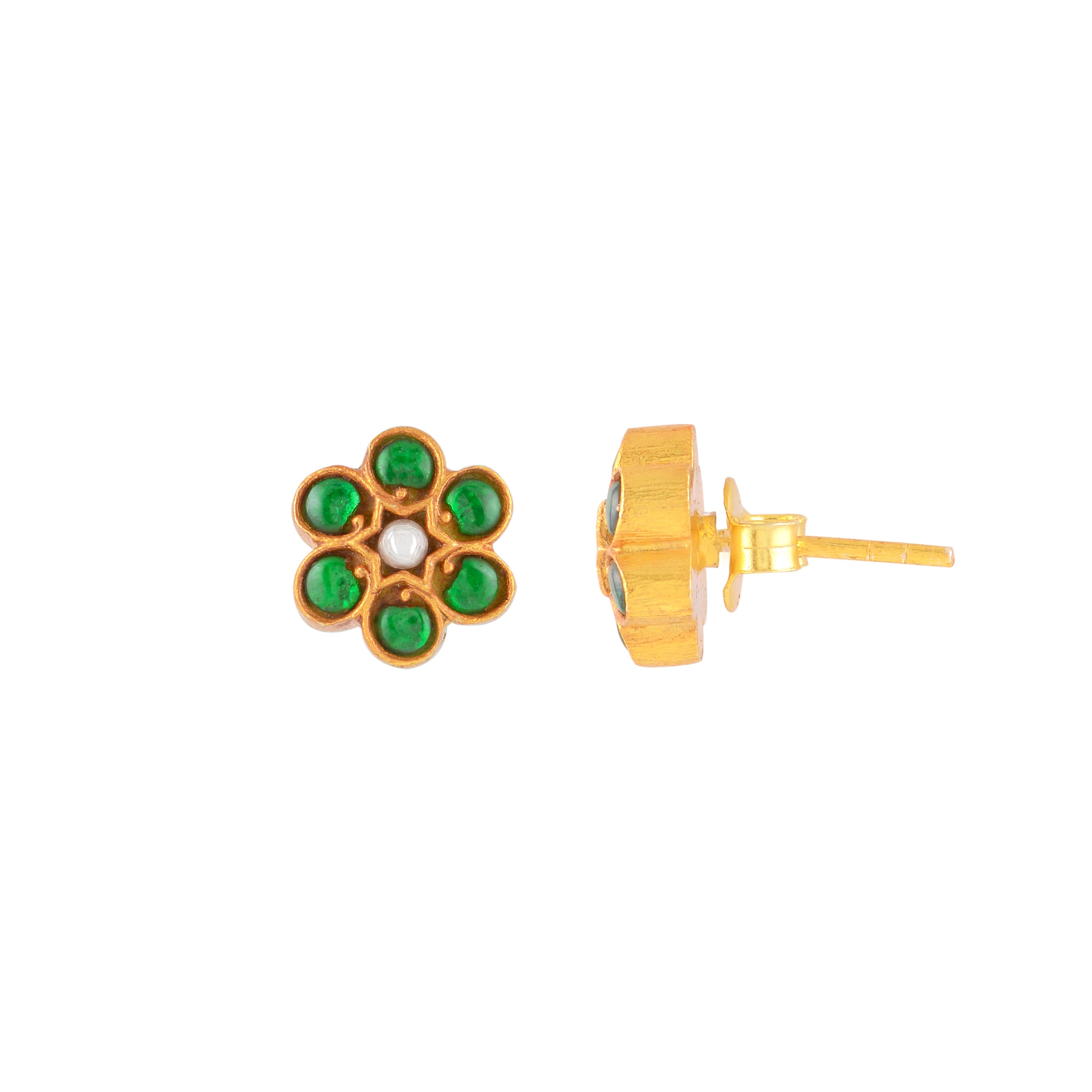Silver Gold-Tone Flower Studs