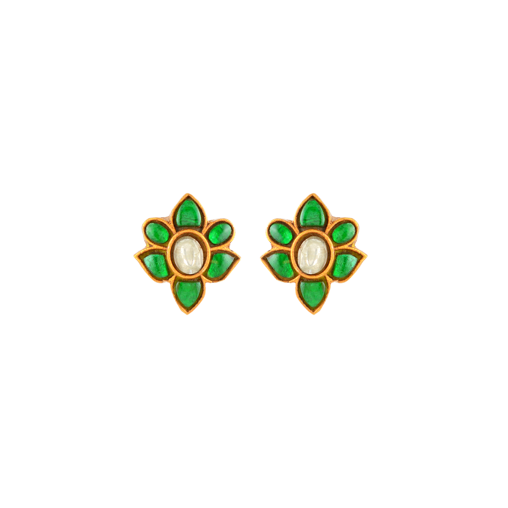 Verdant Bloom Silver Floral Studs