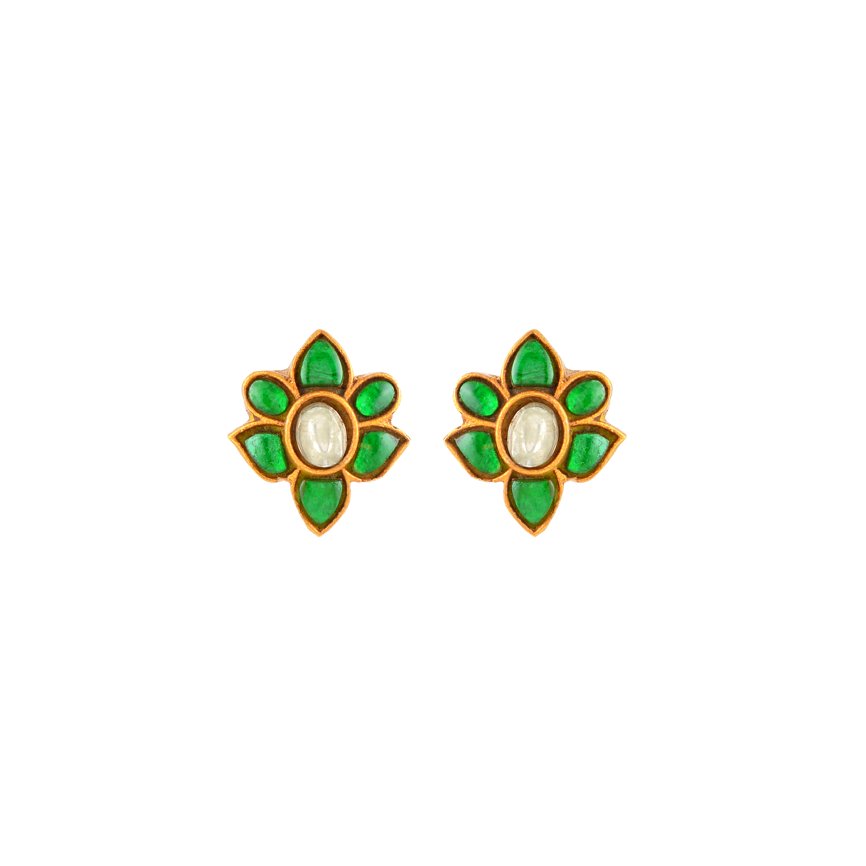 Verdant Bloom Silver Floral Studs