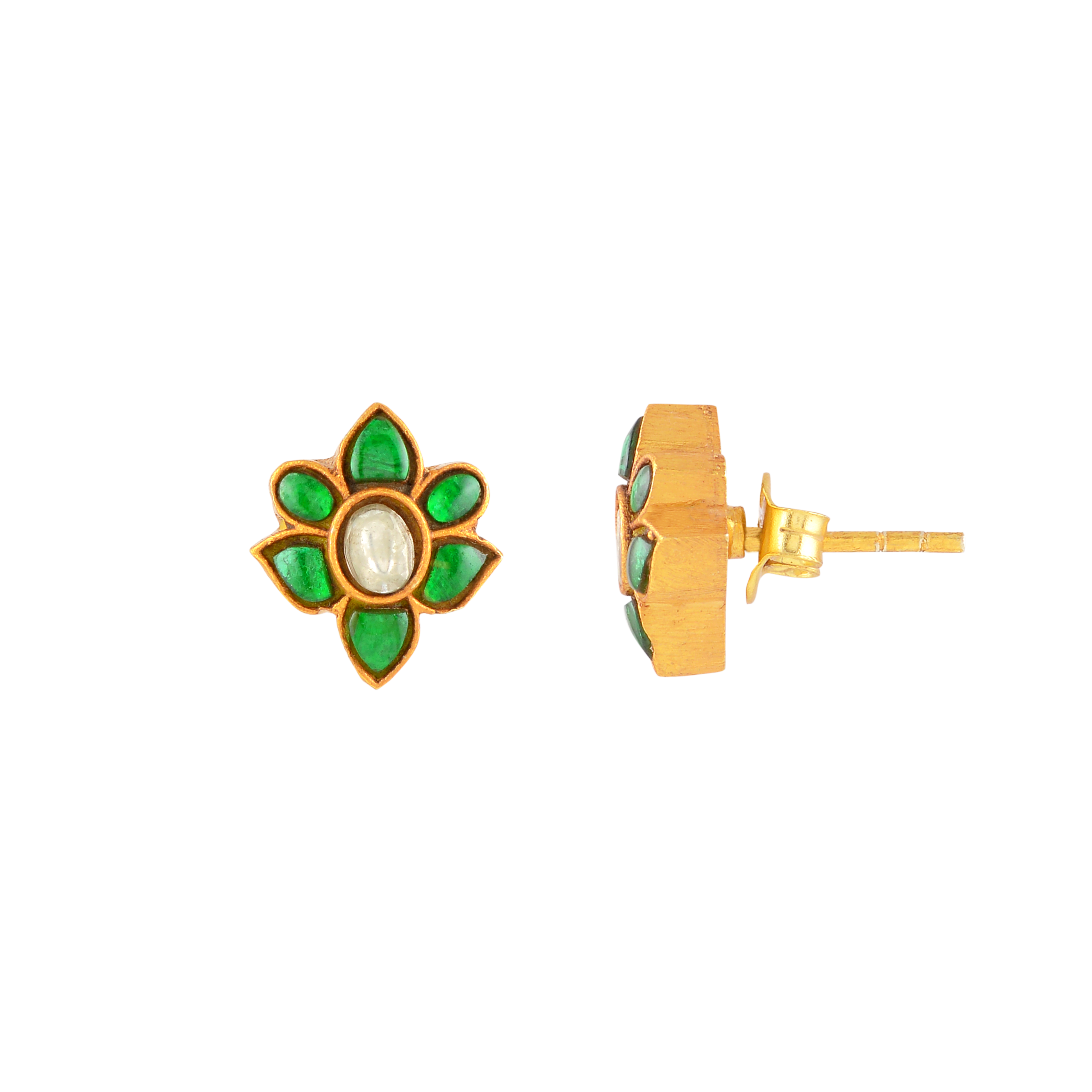 Verdant Bloom Silver Floral Studs