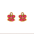 Silver Red Stone Floral Earrings