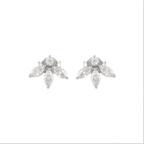 Sparkling Marquise Petal Floral Earrings in 92.5 Silver