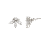 Sparkling Marquise Petal Floral Earrings in 92.5 Silver