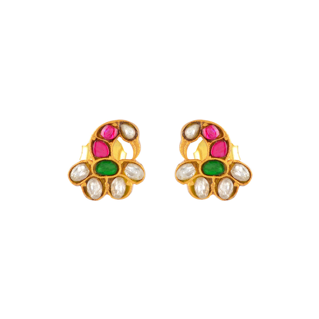 Gold-Plated Silver Peacock Studs