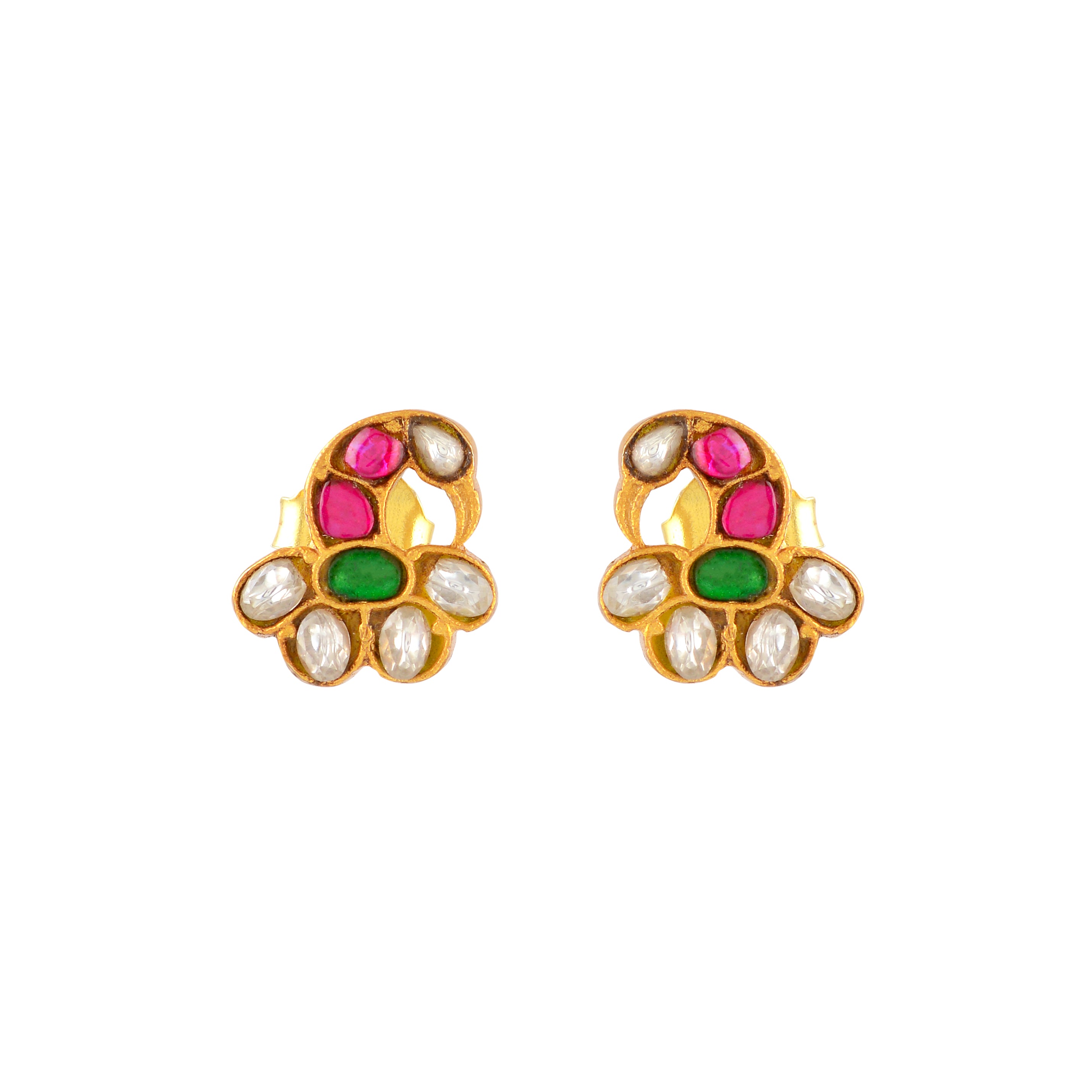 Gold-Plated Silver Peacock Studs