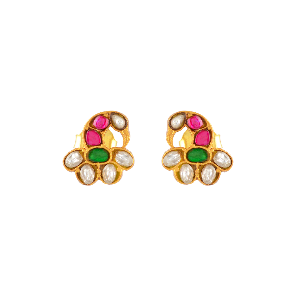 Gold-Plated Silver Peacock Studs