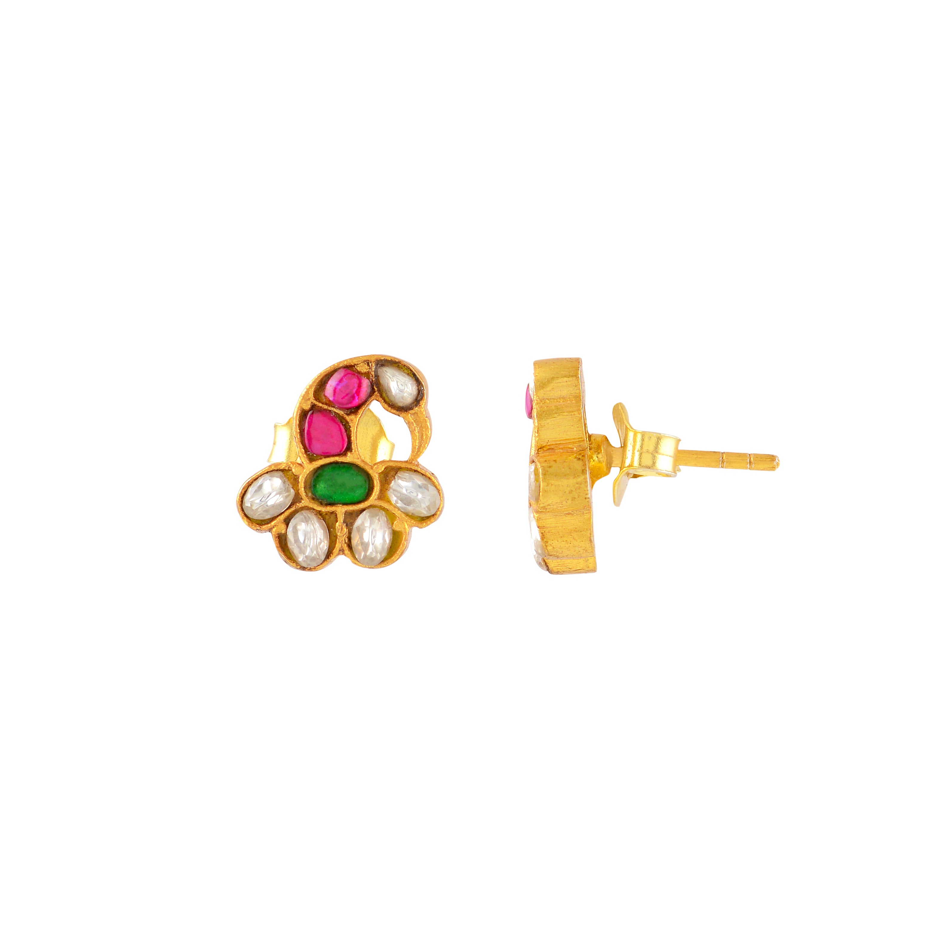 Gold-Plated Silver Peacock Studs