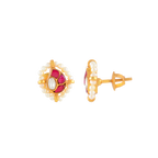 Crimson Glow Mango Pattern Silver Studs