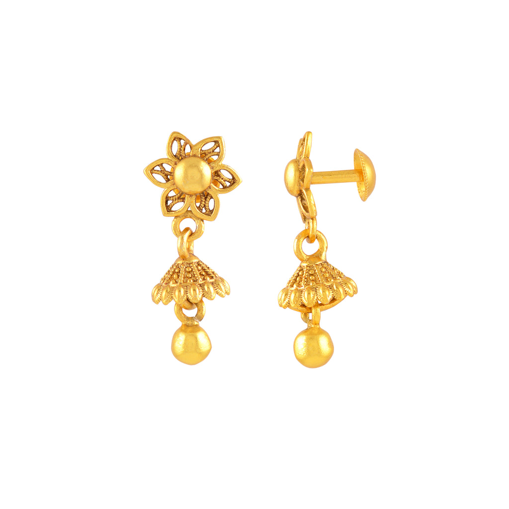 Floral Gold-Plated Silver Jhumka Drops