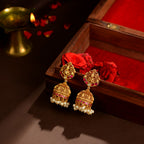 92.5 Sterling Silver Temple Jhumka Earrings with Balaji & Garuda Motif