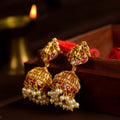 92.5 Sterling Silver Temple Jhumka Earrings with Balaji & Garuda Motif