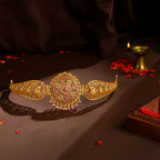 92.5 Sterling Silver Temple Vaddanam with Intricate Peacock & Floral Design