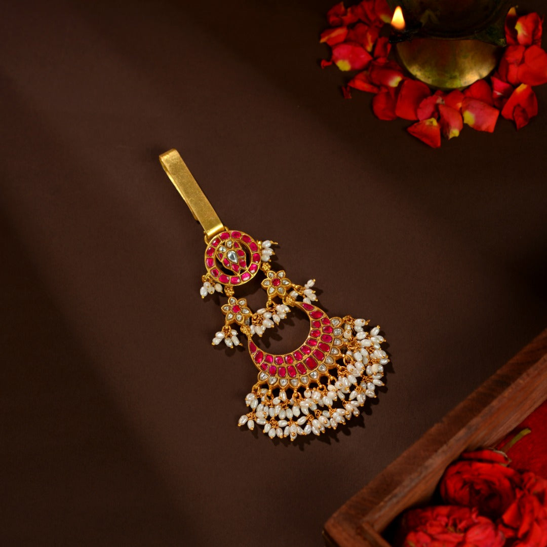 92.5 Silver Kundan Pearl Kamarband Latkan