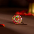 Kundan Ruby Floral Statement Ring