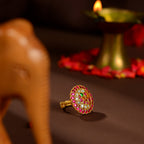 Kundan Ruby Floral Statement Ring