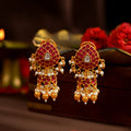 92.5 Silver Kundan Ruby Jhumka Earrings