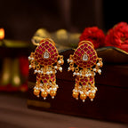 92.5 Silver Kundan Ruby Jhumka Earrings