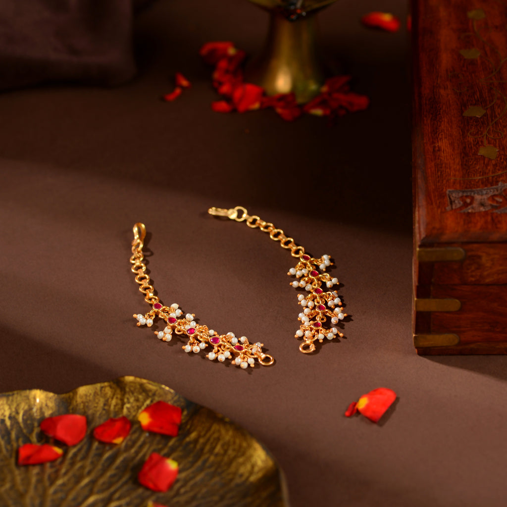 Ruby Kundan Pearl Kaan Chains