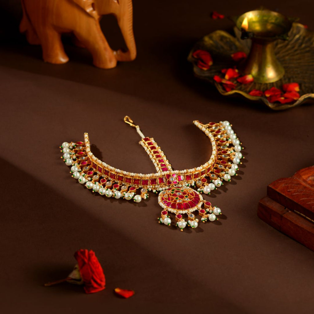 92.5 Silver Kundan Matha Patti Maangtikka