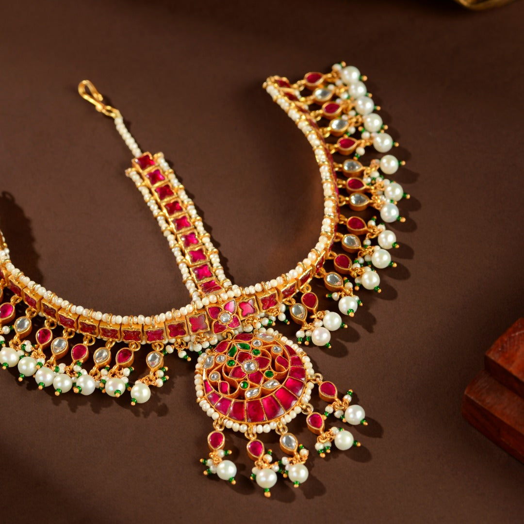 92.5 Silver Kundan Matha Patti Maangtikka