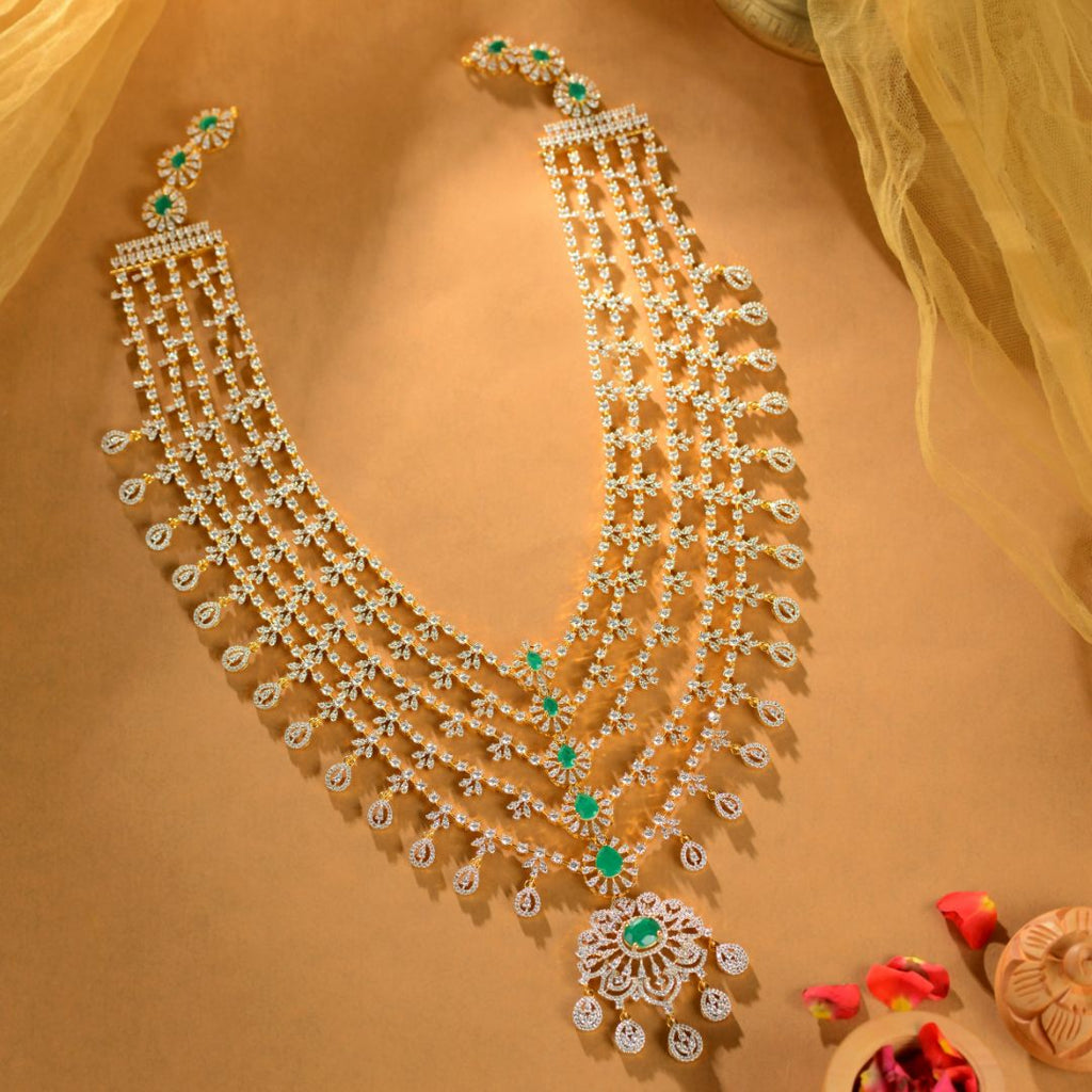 Silver CZ Designer Emerald Long Haram