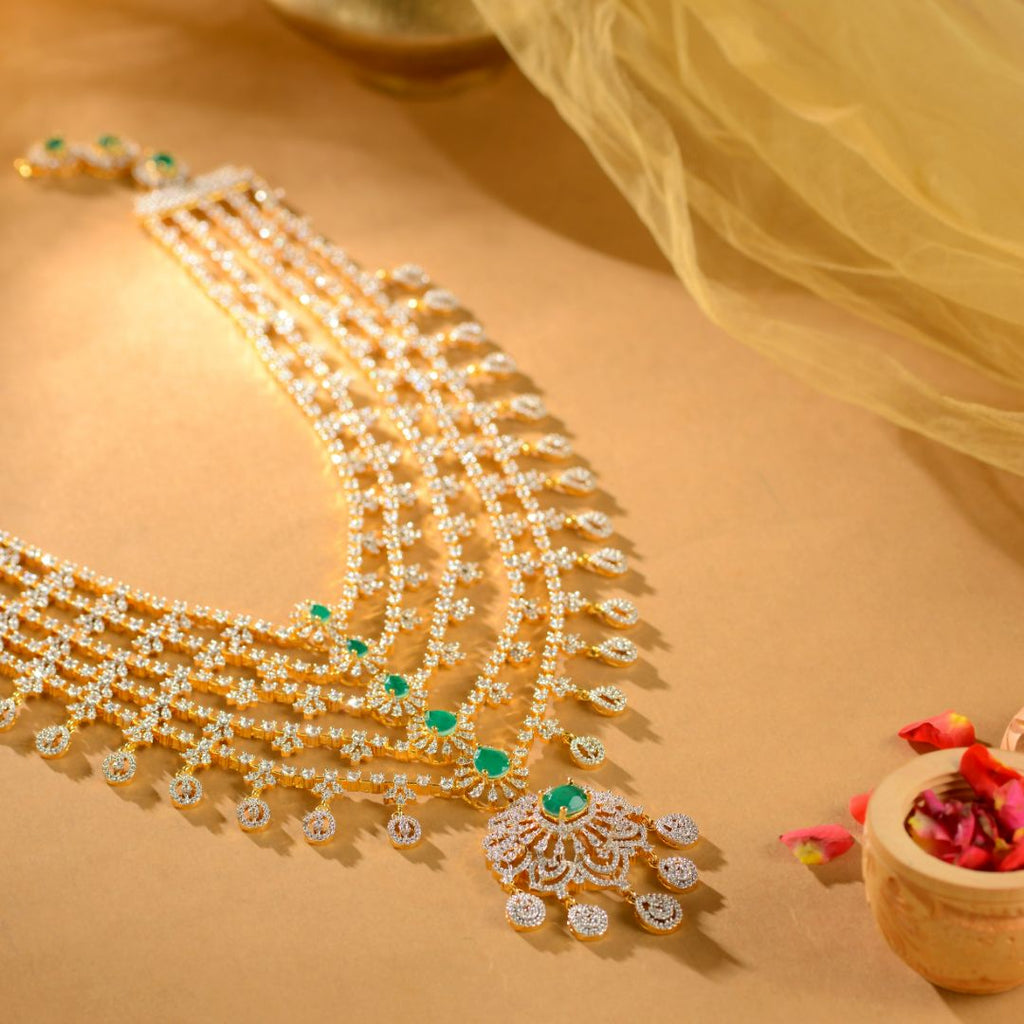 Silver CZ Designer Emerald Long Haram