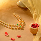 CZ Silver Chadha Haram with Emerald Stones