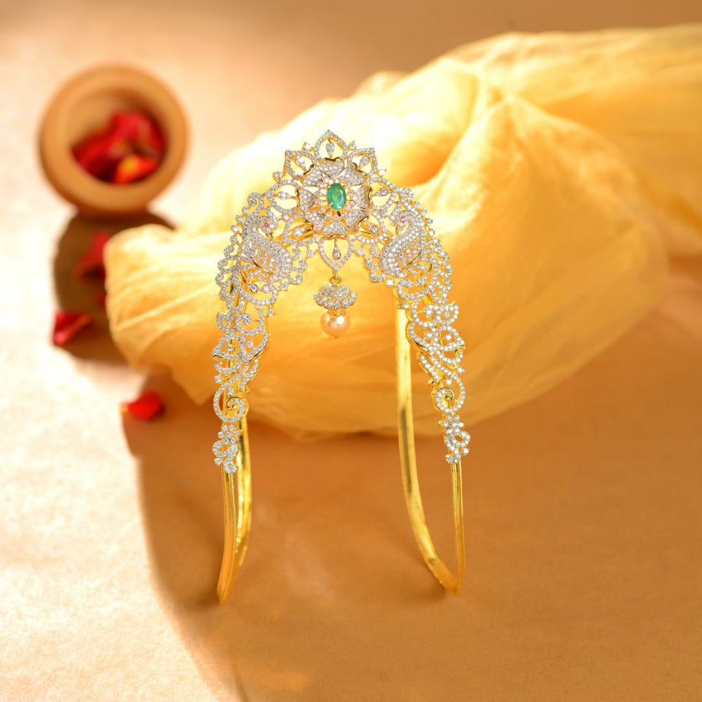 92.5 Silver CZ Vanki for Women Designer Emerald Bridal Bajuband