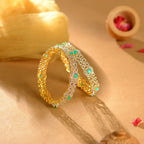 Emerald Designer Silver CZ Bangles for Women Premium Bridal Kada Bangles