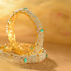 Emerald Designer Silver CZ Bangles for Women Premium Bridal Kada Bangles